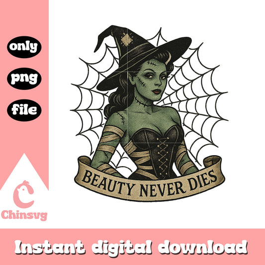 Witch beauty never dies halloween gothic png, halloween decor png