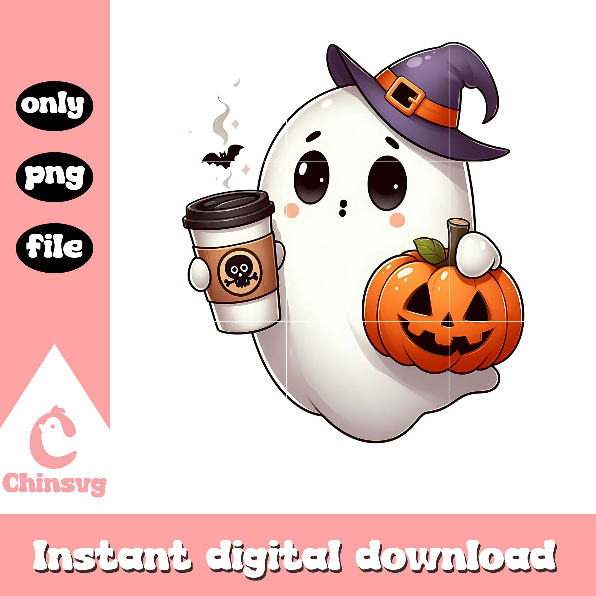 Witch ghost hand coffee pumpkin halloween png, halloween ghost png