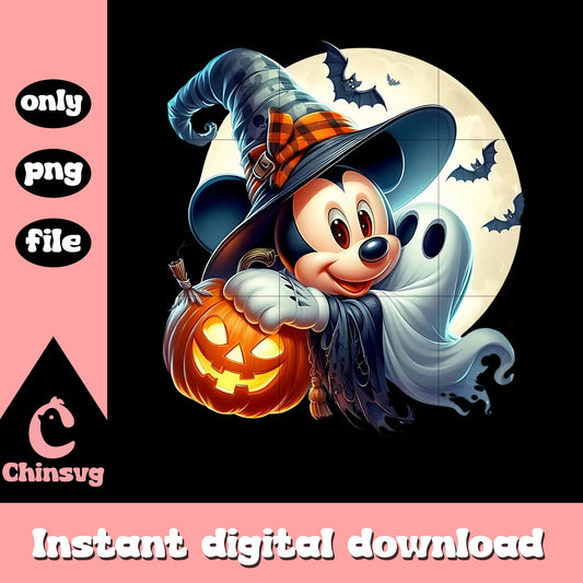Witch mickey and halloween ghost png, spooky ghost png