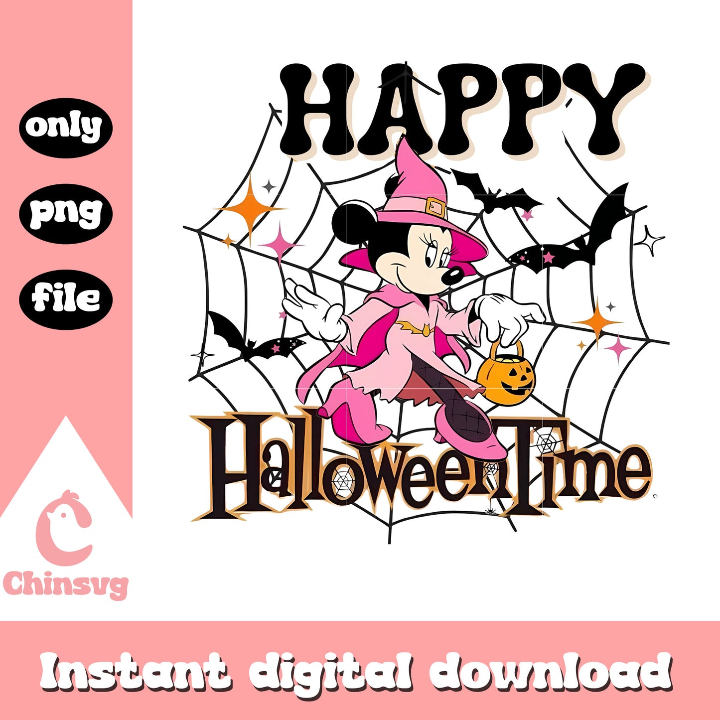 Witch minnie happy halloween time png, spirit of halloween png
