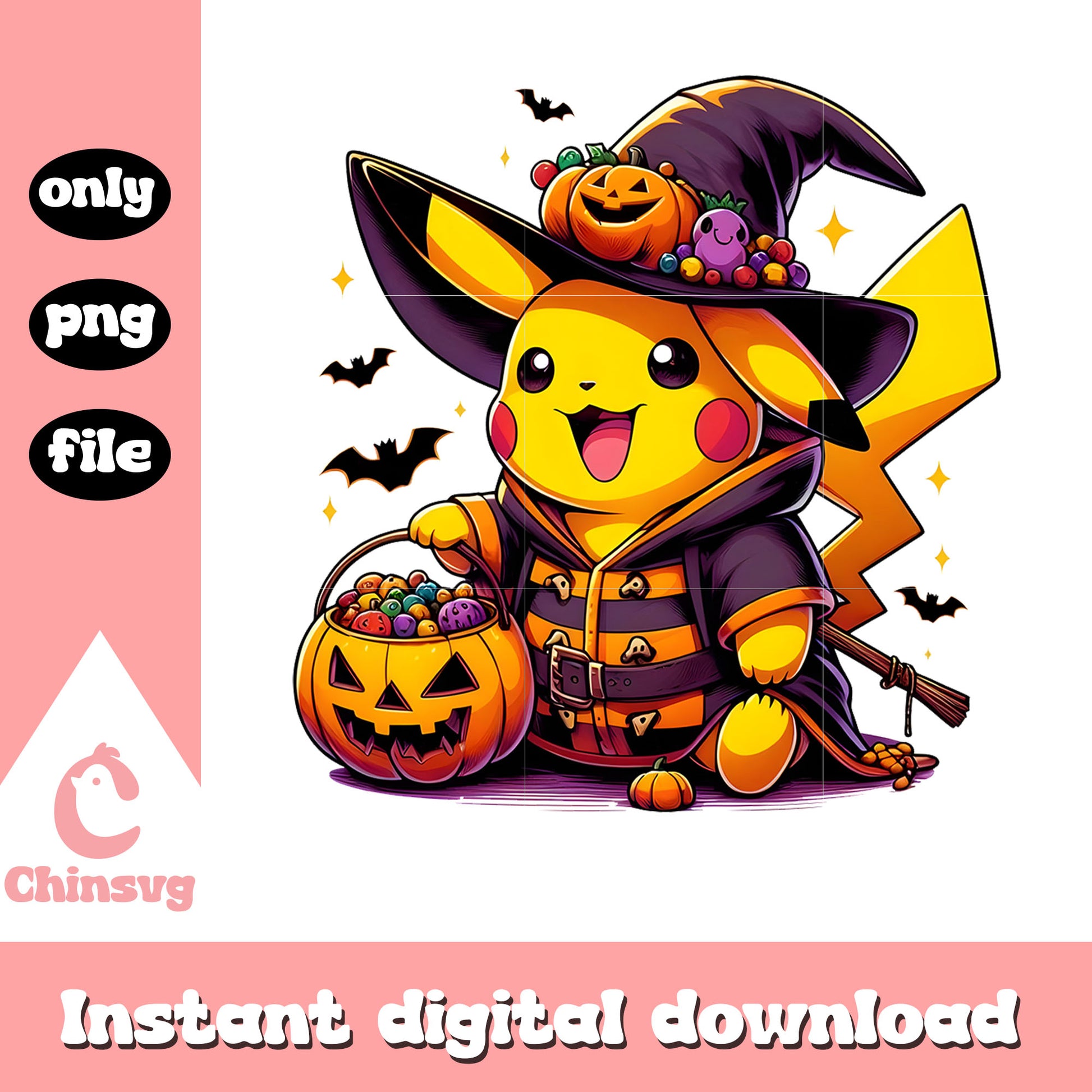 Witch pokemon pikachu hand candy halloween png, halloween pikachu png