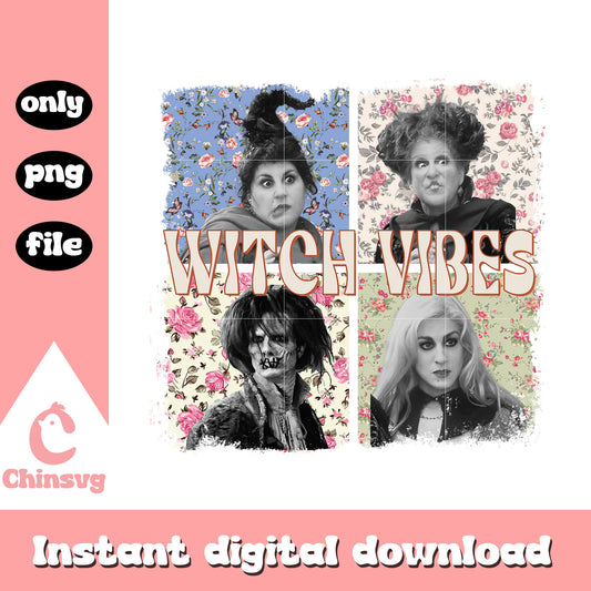 Witch vibes hocus pocus characters floral png, hocus pocus actors png