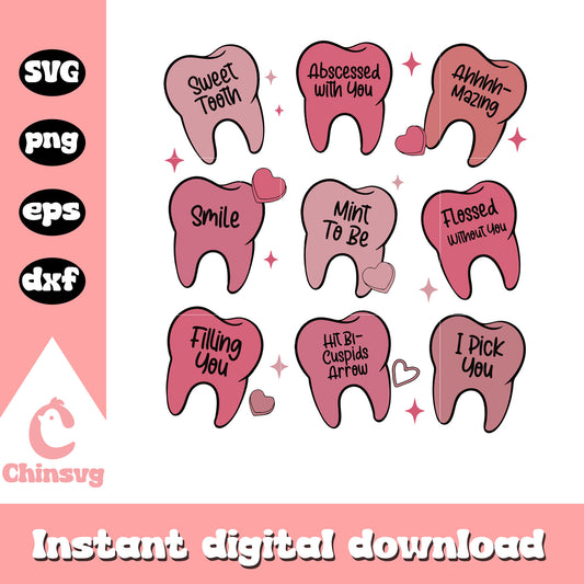 Women dentist valentine's day svg, sweet tooth svg, valentine svg