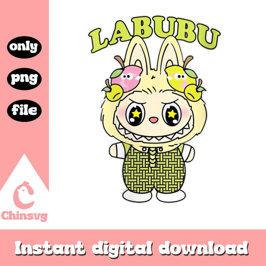 Womens fruits labubu lover cute design png, baby labubu png
