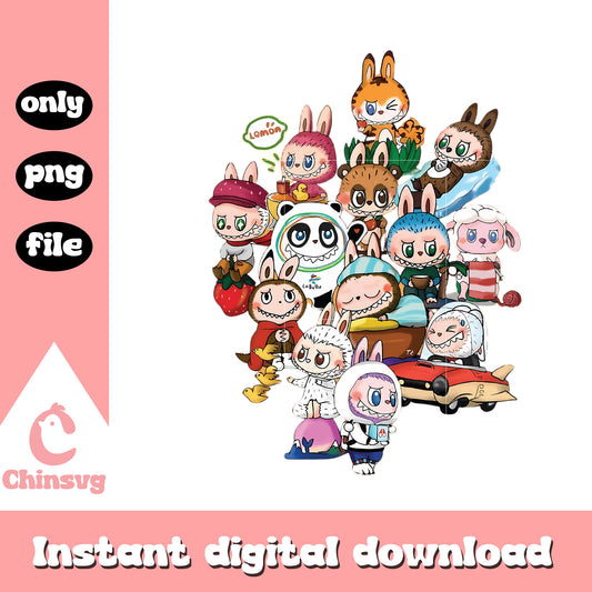Wonderland labubu cute doll design png, labubu dolls png