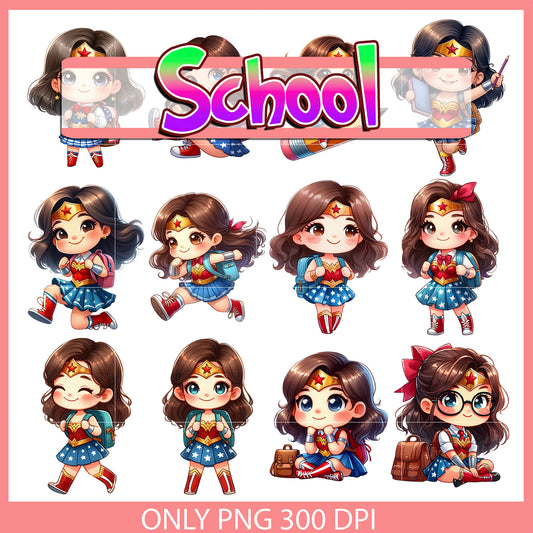 Wonder women back to school design bundle png, wonder women png