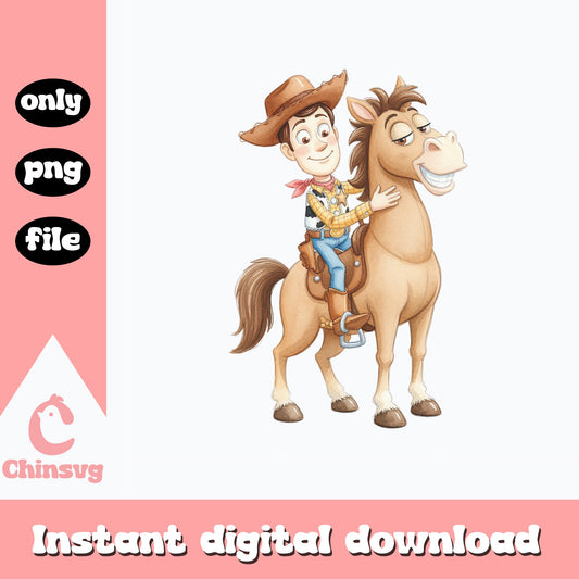 Woody And Bullseye Toy Story PNG, Disney Pixar PNG, Cowboy PNG