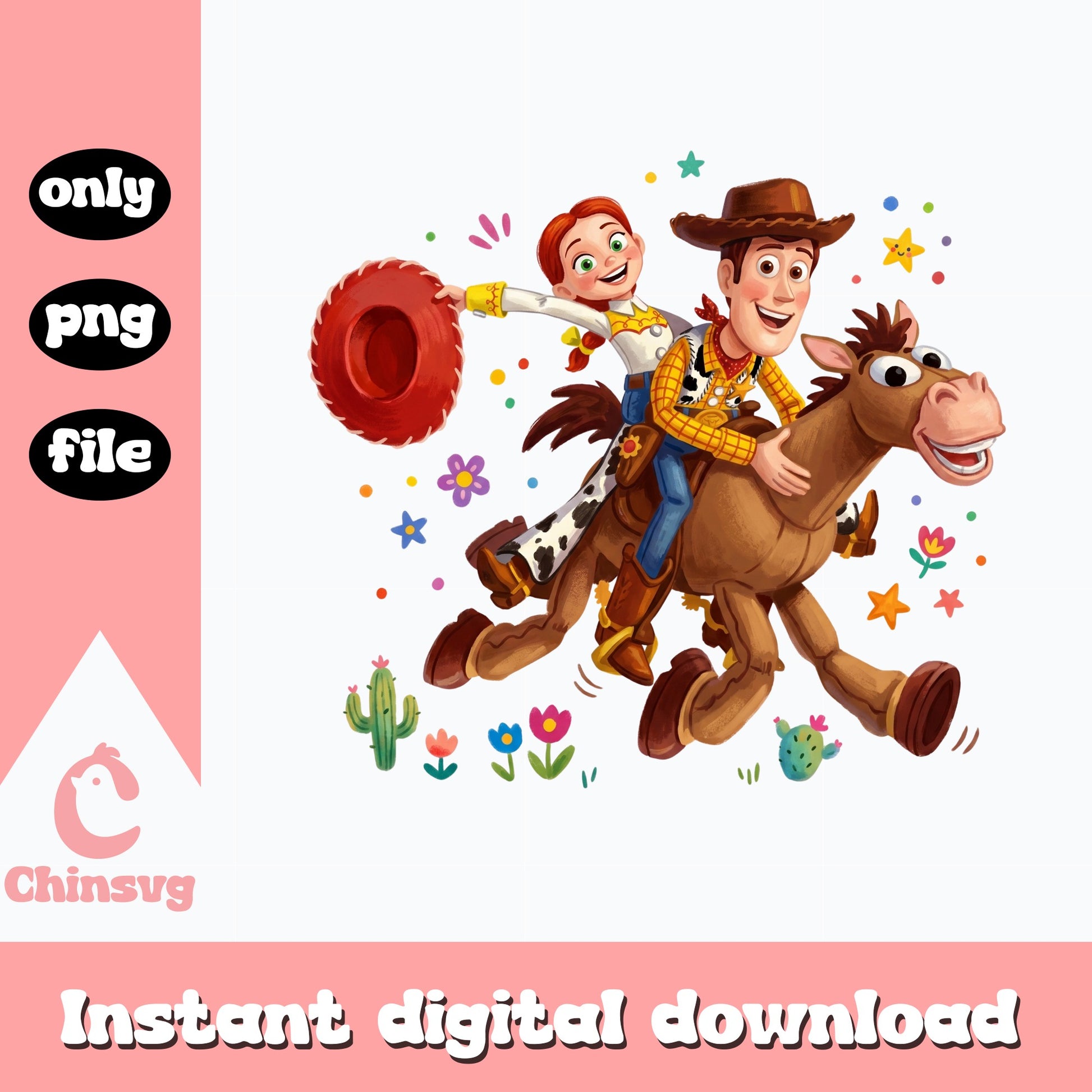 Woody And Jessie Toy Story PNG, Disney Pixar PNG, Bullseye PNG