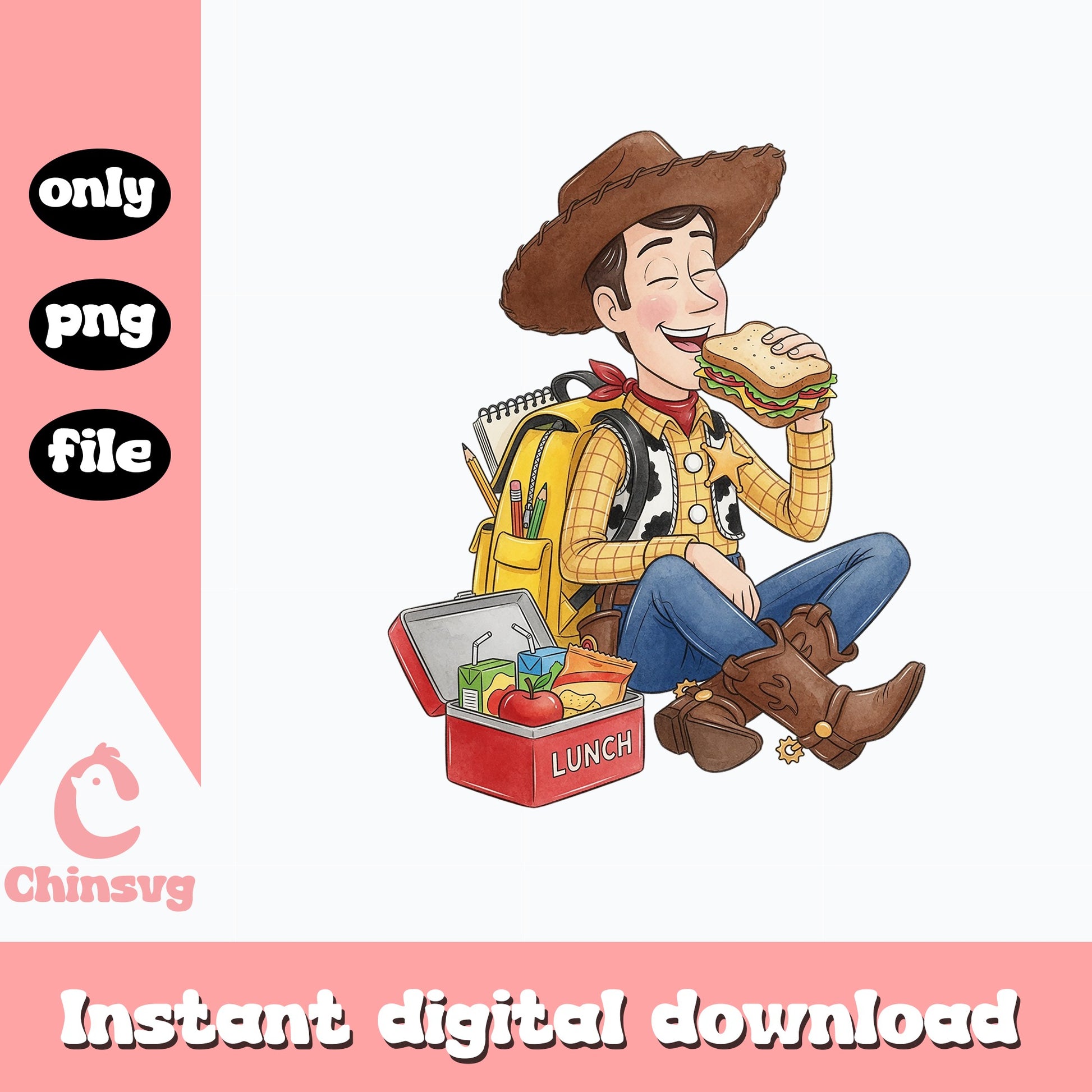 Woody Back To School PNG, Toy Story Lunch Box PNG, Disney PNG