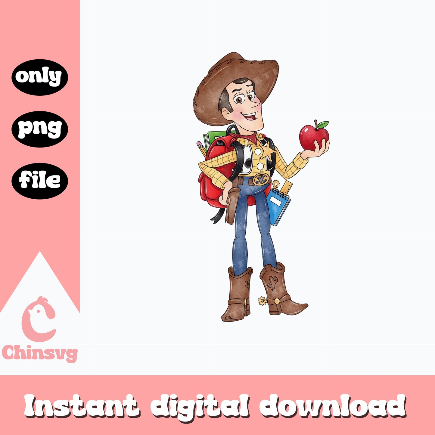 Woody Back To School PNG, Toy Story PNG, Disney PNG