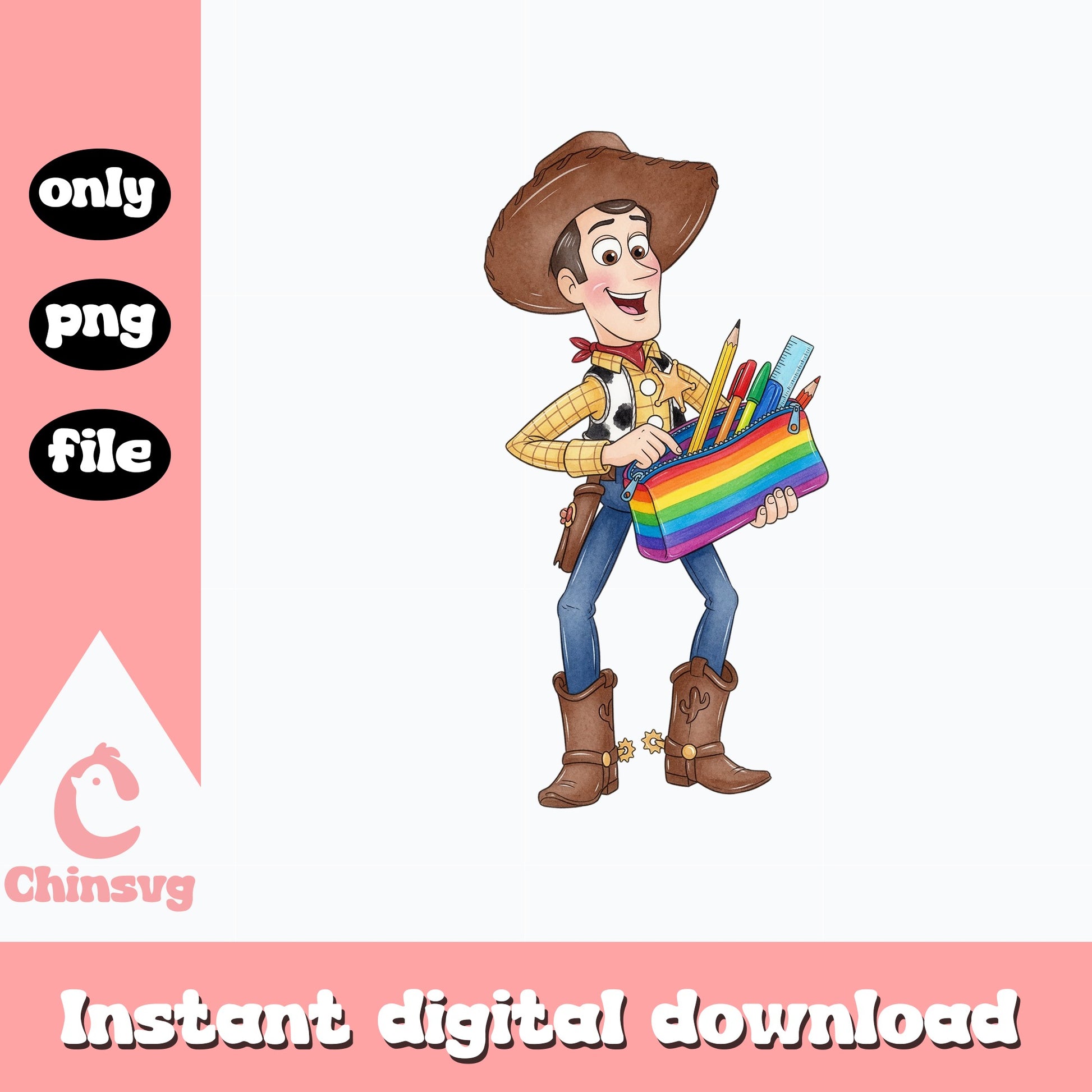 Woody Back To School PNG, Toy Story PNG, Disney PNG File