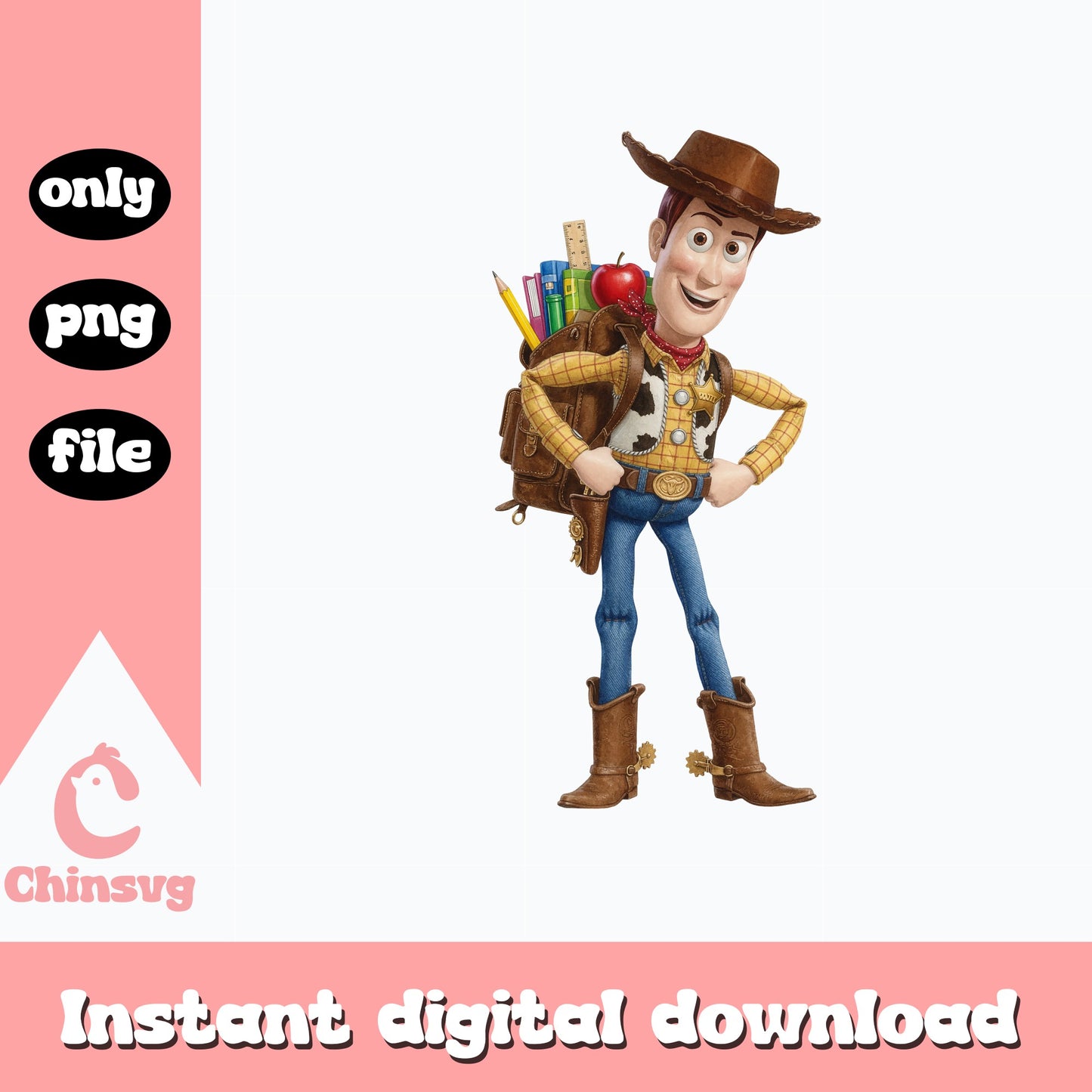Woody Back To School PNG, Toy Story PNG, Disney Pixar PNG
