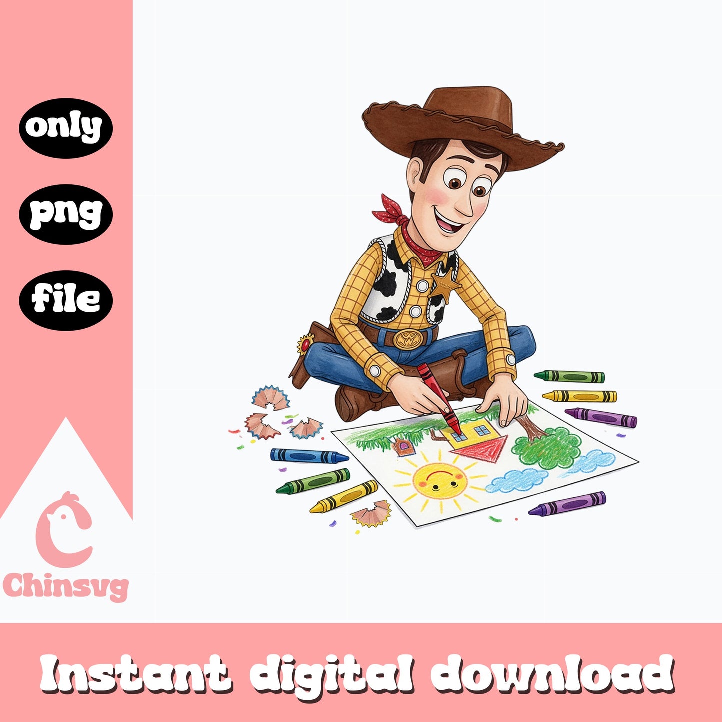 Woody Drawing With Crayons PNG, Toy Story PNG, Disney PNG