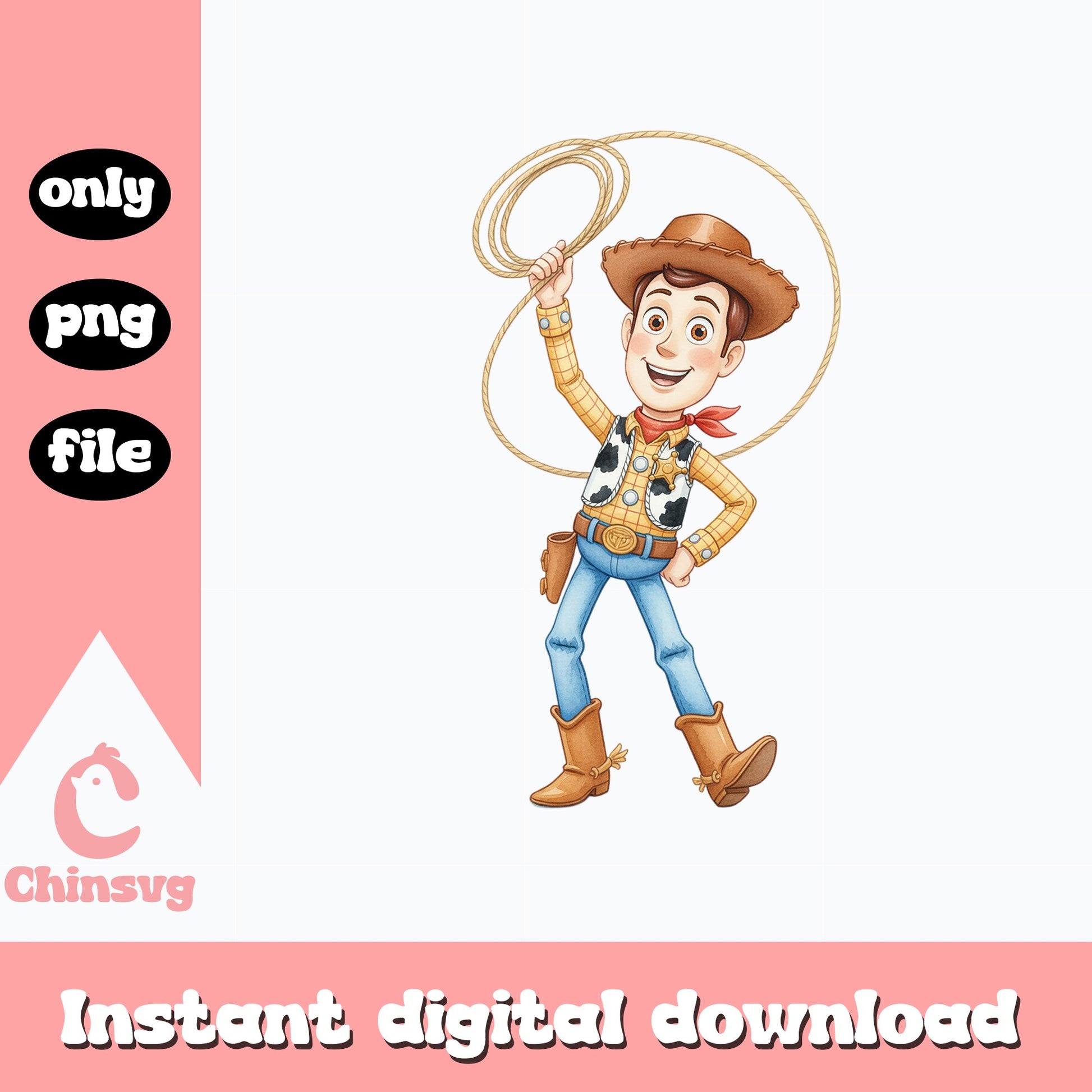 Woody Toy Story Watercolor PNG, Disney Pixar Clipart PNG, Cowboy PNG