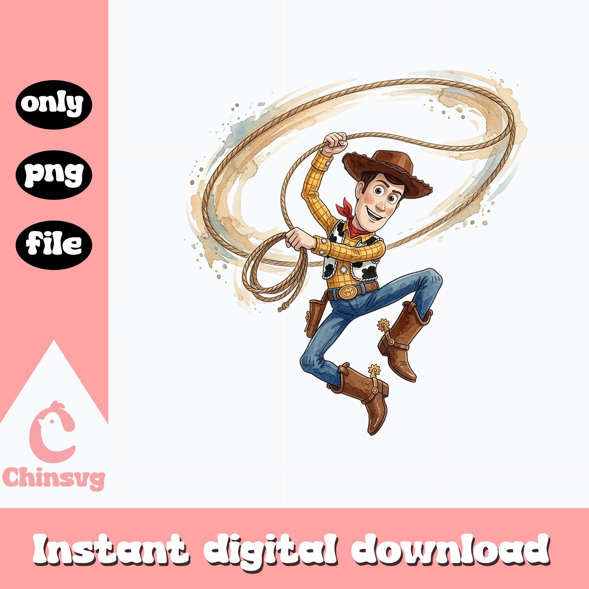 Woody Toy Story Watercolor PNG, Disney Pixar PNG, Cowboy PNG