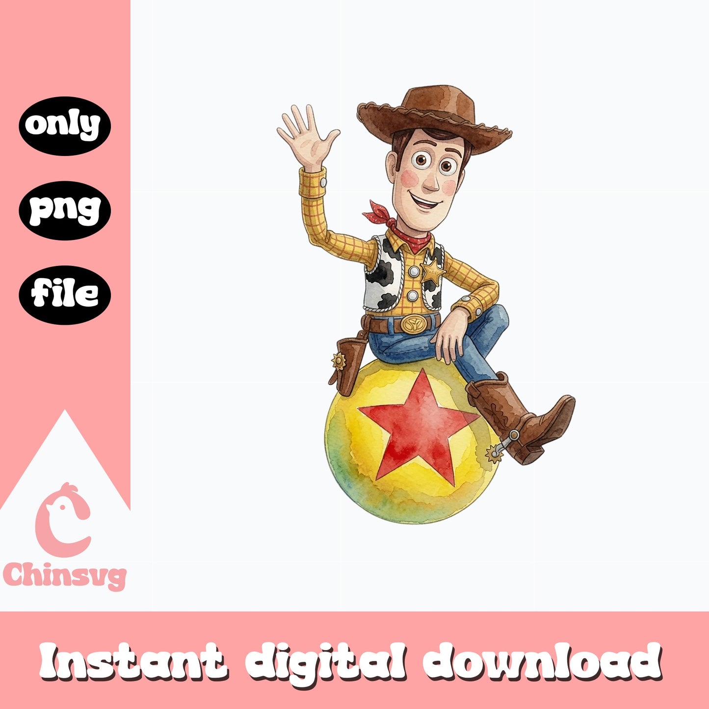Woody Toy Story Watercolor PNG, Disney Pixar PNG, Toy Story PNG
