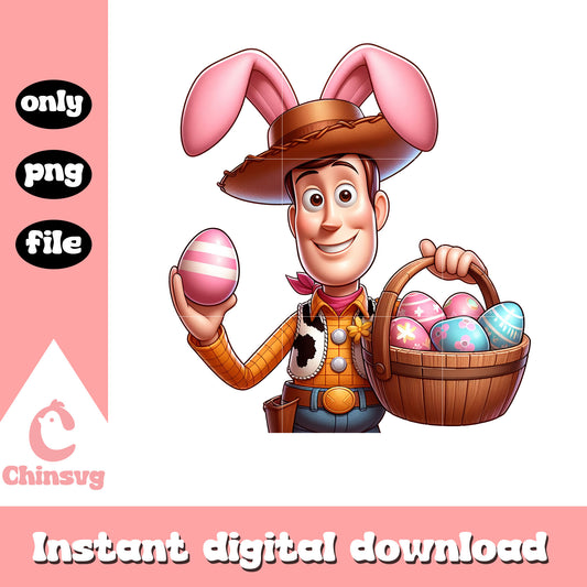 Woody character easter bunny png, easter day png, toy story png