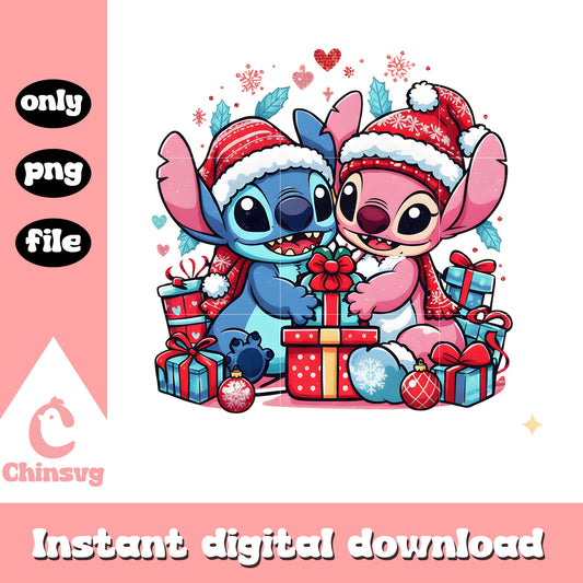 Woolen hat stitch snow png, stitch valentine box​​​​​​ png