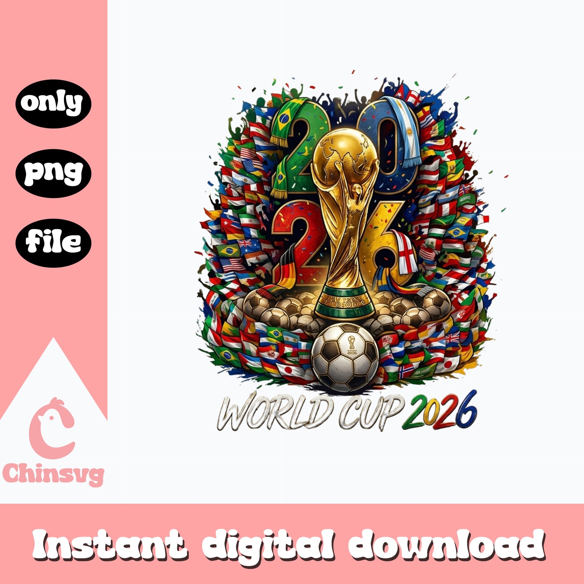 World Cup 2026 PNG, Soccer Trophy Sublimation, Football PNG