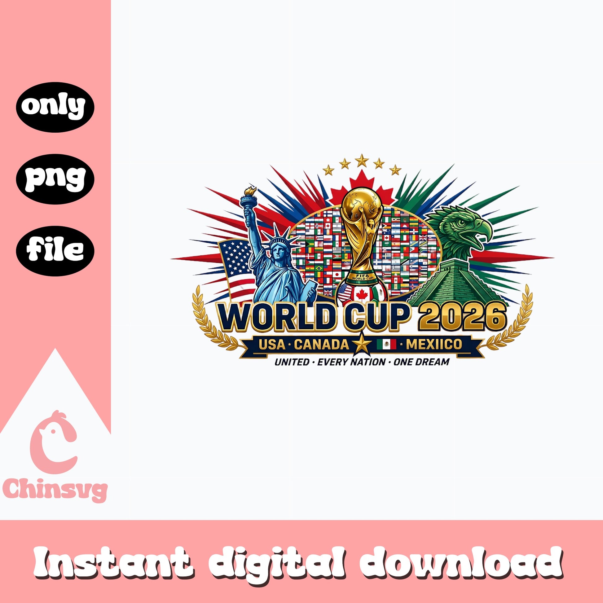 World Cup 2026 PNG, USA Canada Mexico Soccer PNG, Football PNG