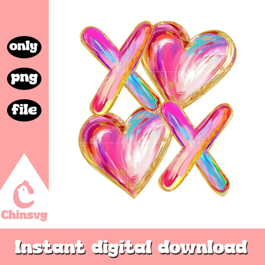 XOxo heart colorfull png, heart valentine​ png, valentines colors​ png