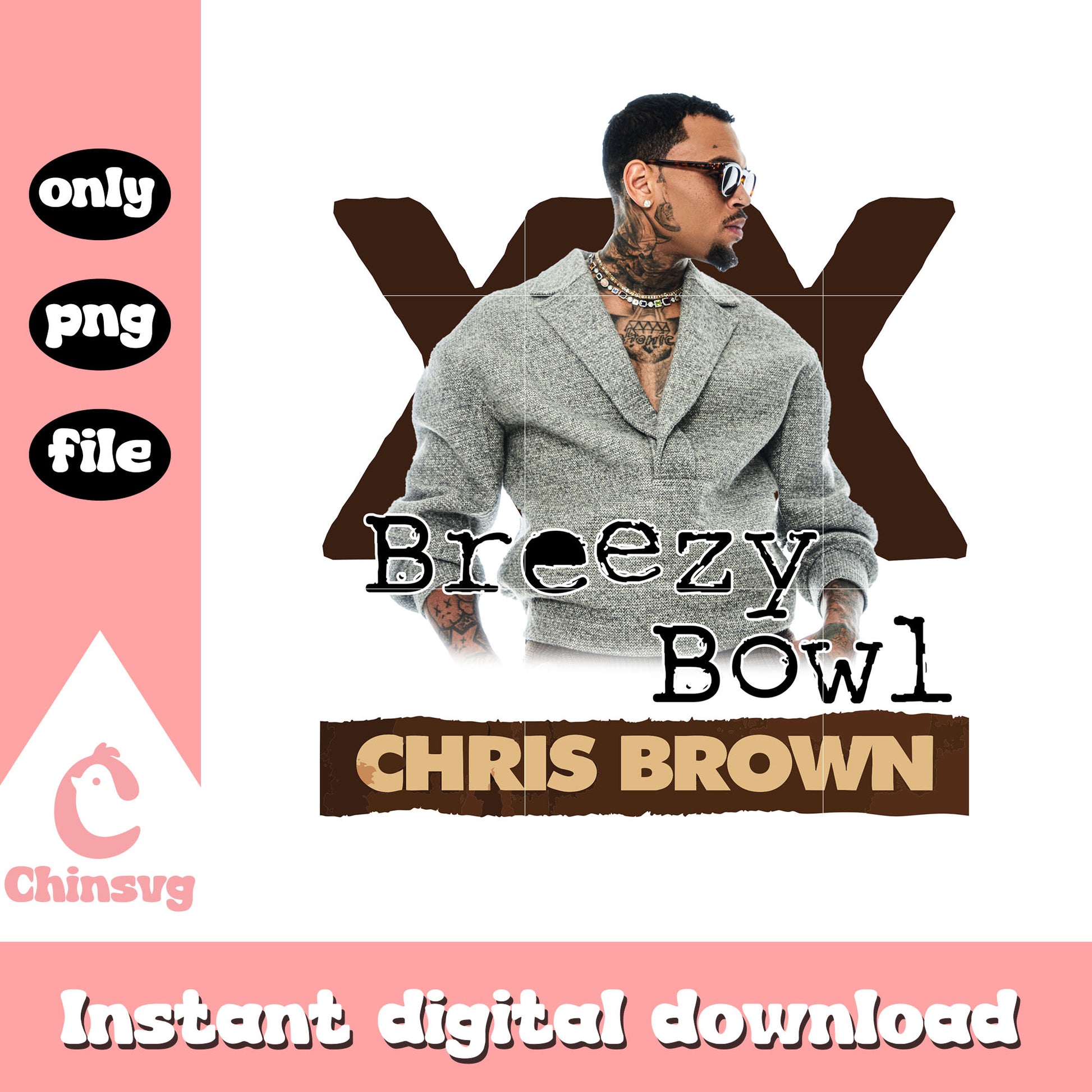 XX breezy bowl chris brown design png, chris brown chris​ png