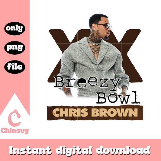 XX breezy bowl chris brown design png, chris brown chris​ png