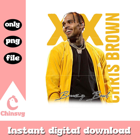 XX chris brown outfit yellow design png, chris brown merch​ png