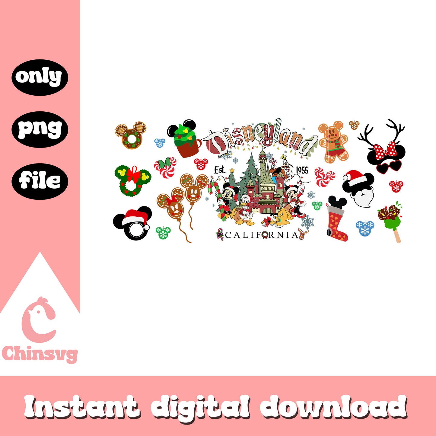 Xmas castle disneyland california est 1955 png, disney world png