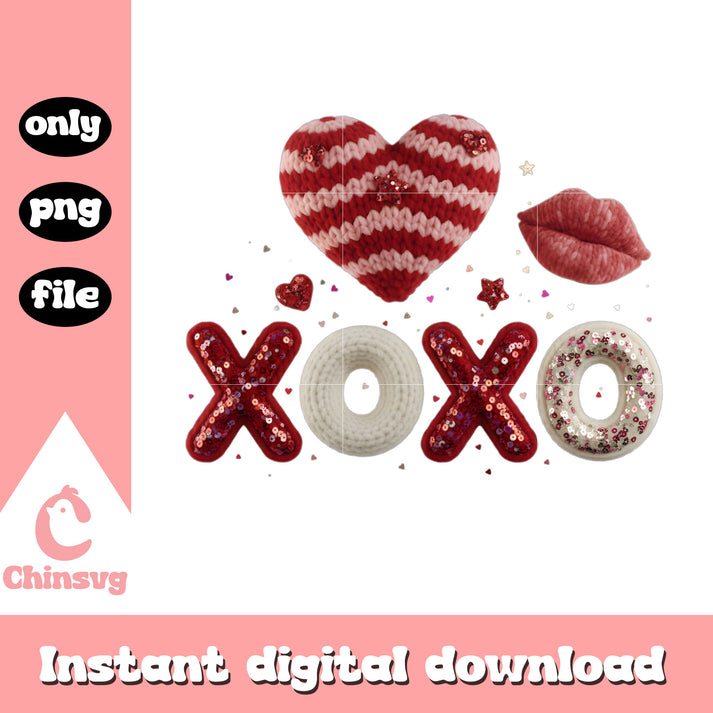 Xoxo glitter valentine crochet png, valentines day love png – Chinsvg