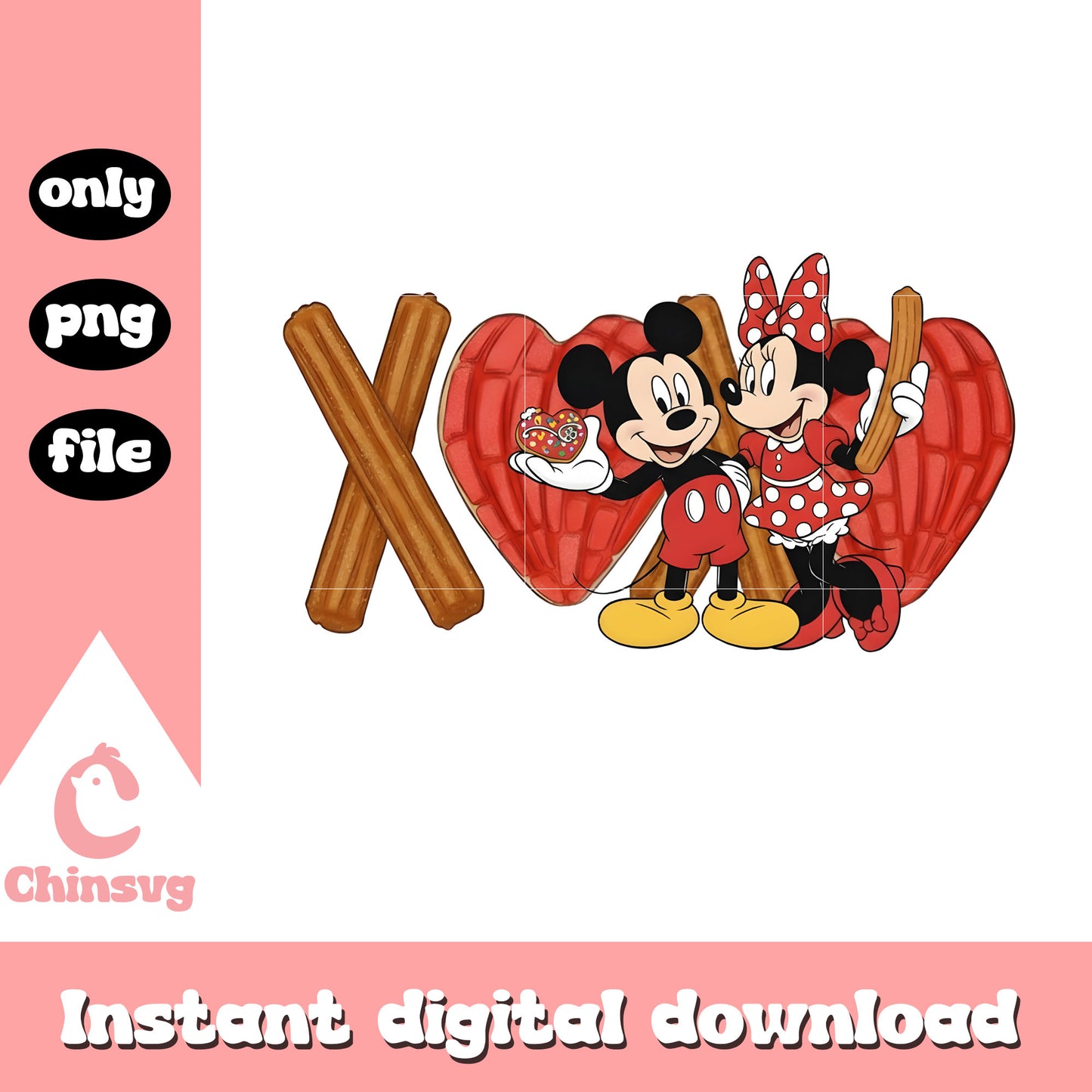 Xoxo hearts couple valentine png, disney valentines​ png