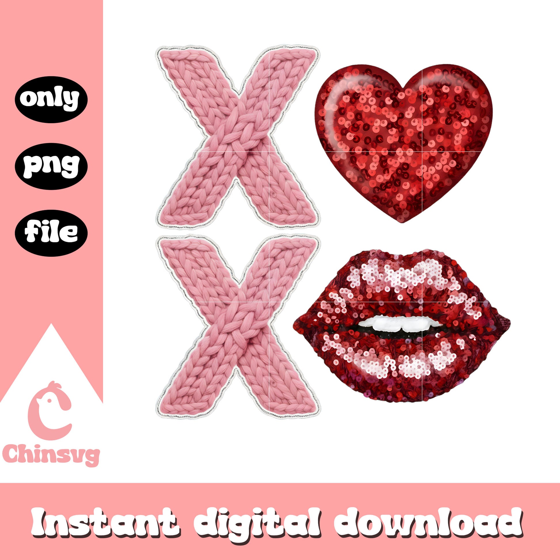 Xoxo lips hearts valentine png, valentines day love​ png