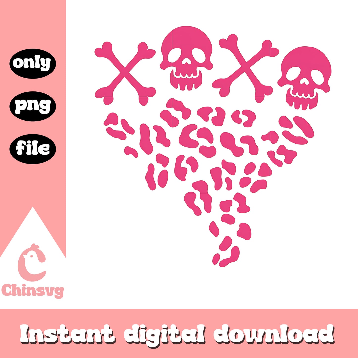 Xoxo skull valentine png, skull png, valentine day png