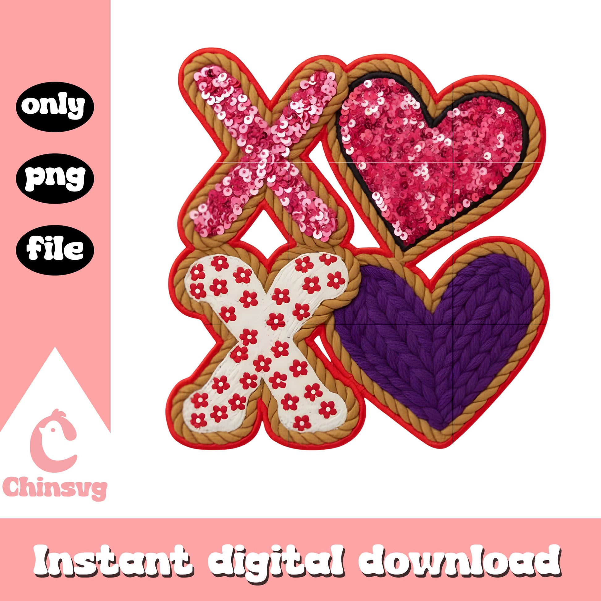 Xoxo valentine design giltter png, valentine's day xoxo​​ png
