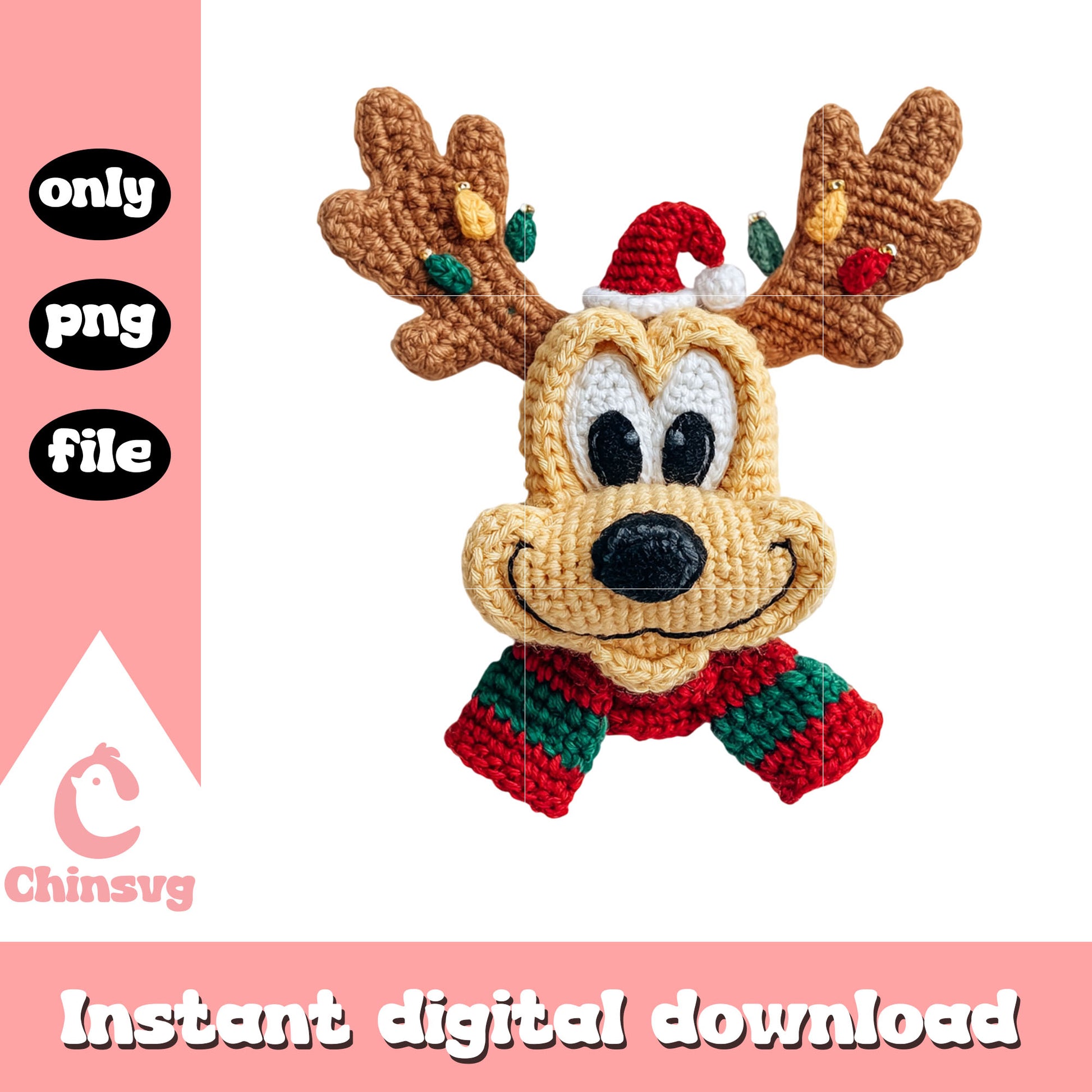 Yarn crochet pluto reindeer png, pluto dog png