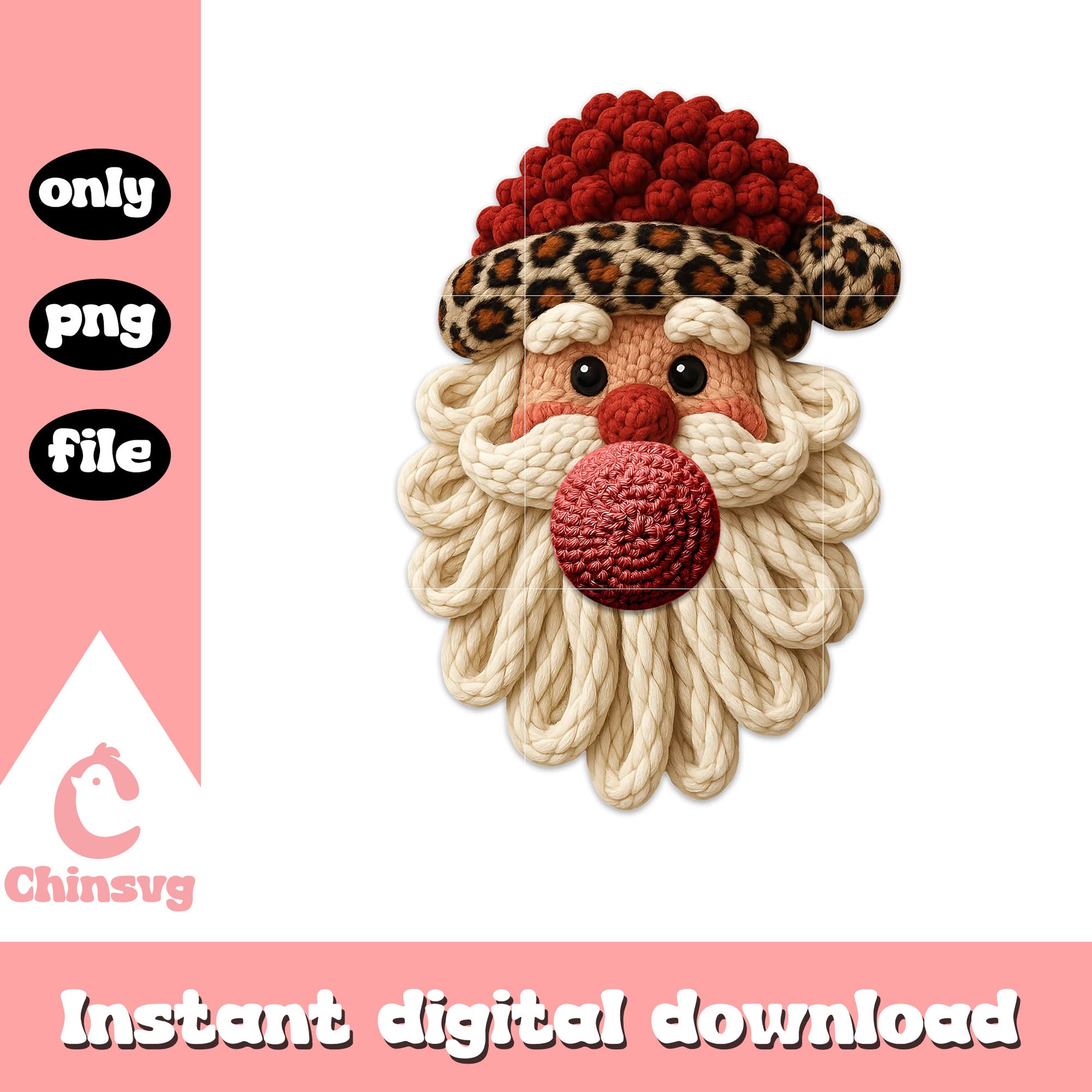 Yarn crochet santa claus bubble gum png, christmas png