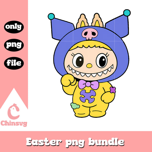 Yellow kuromi labubu cute doll drawing png, kuromi sanrio png