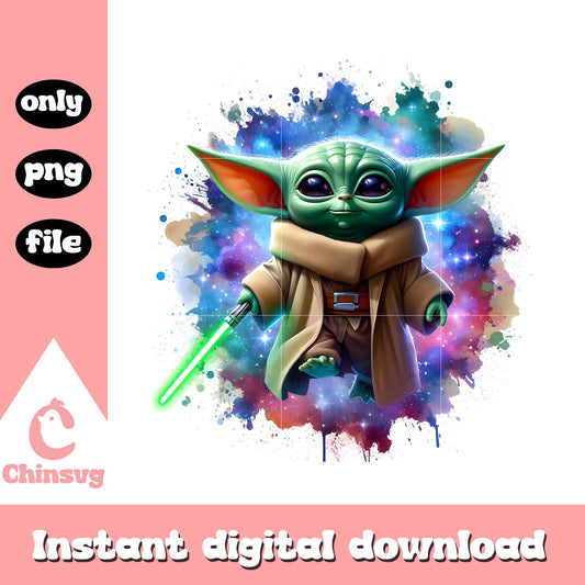 Yoda galaxy watercolor png, star wars characters png, yoda png
