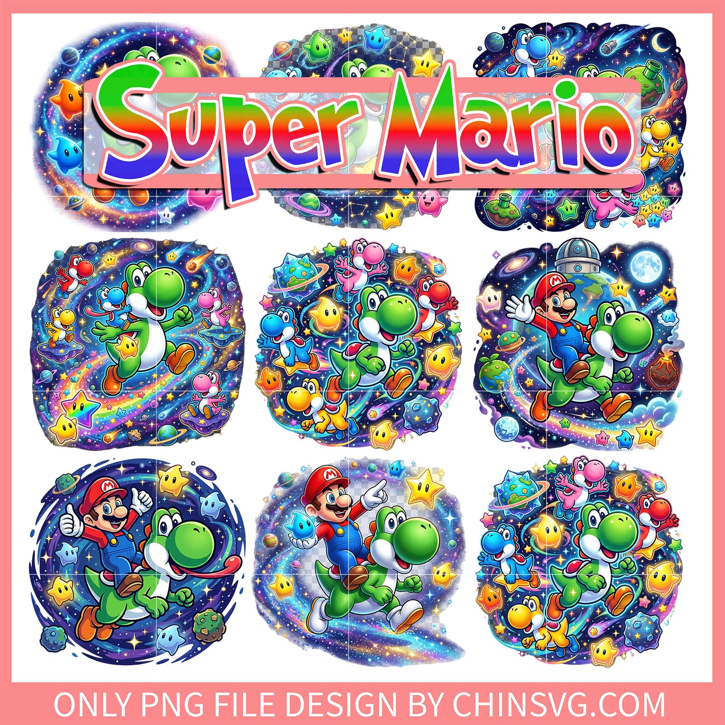 Yoshi galaxy design bundle png