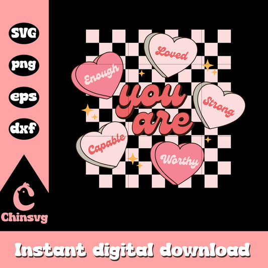 You are loved candy heart design svg, happy valentine svg