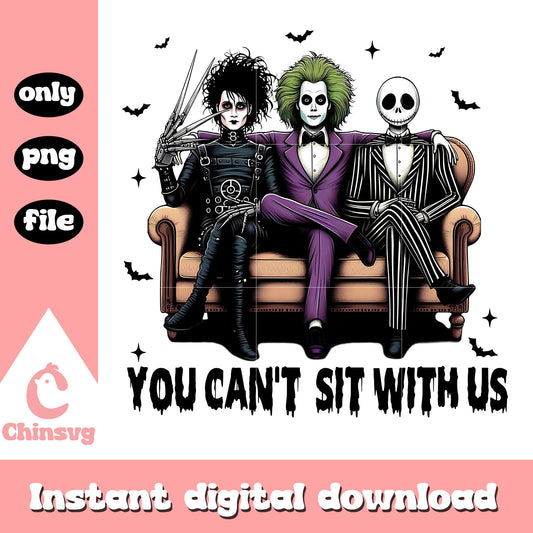 You can't sit with us halloween design png, beetlejuice png
