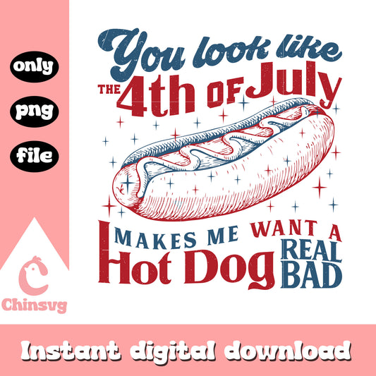 You look like the 4th of july png, hot dog retro freedom day png
