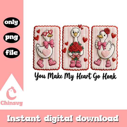 You make my heart go honk quote png, goose valentine​ png