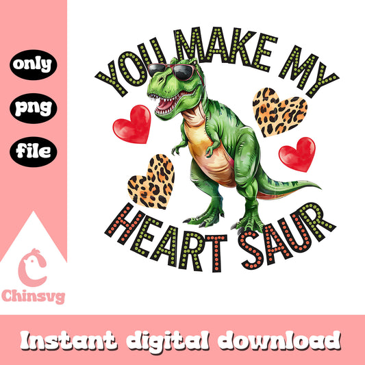 You make my heart saur png, dinosaur png, valentine png