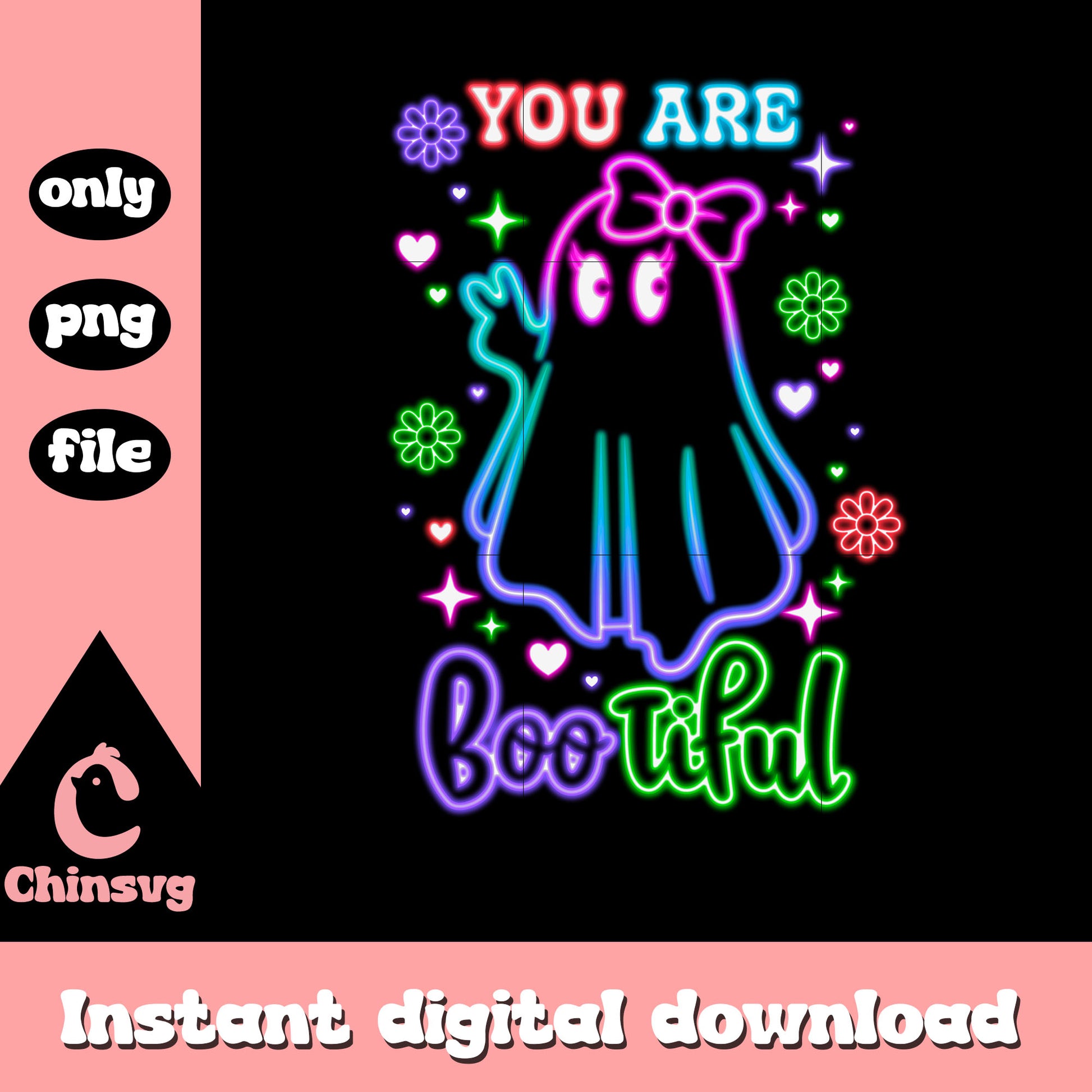Yoy are boo tiful halloween girl ghost neon png, halloween holiday png