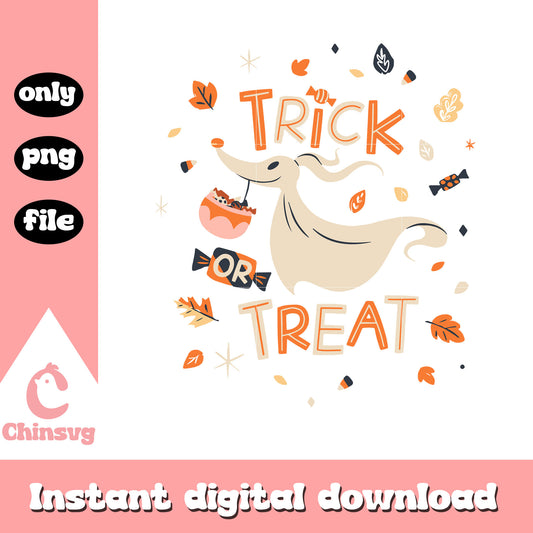 Zero character trick or treat design png, halloween png