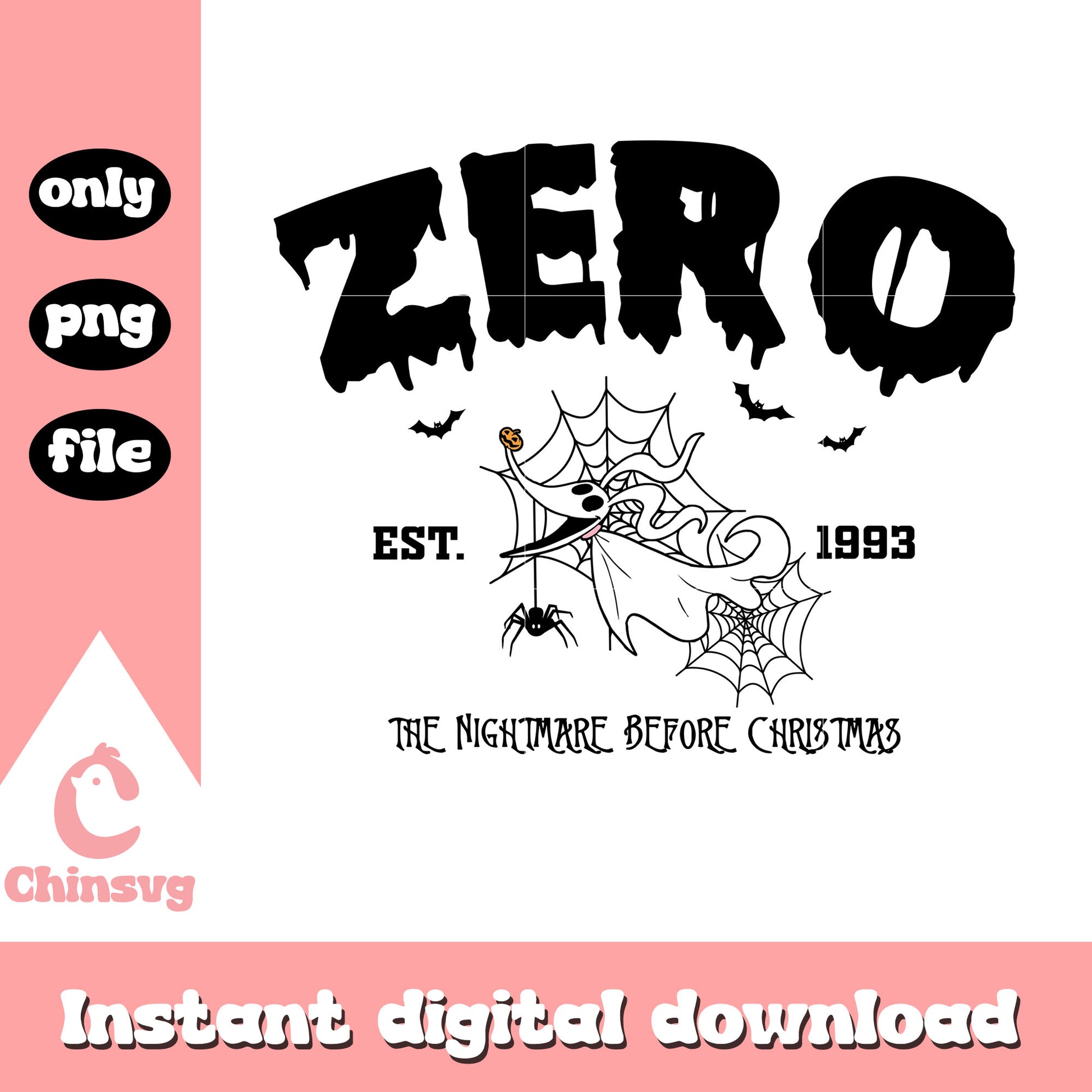 Zero est 1993 nightmare design png, zero night before christmas png