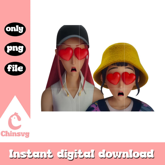 Zoey and mira heart eyes design png, huntrix movie png