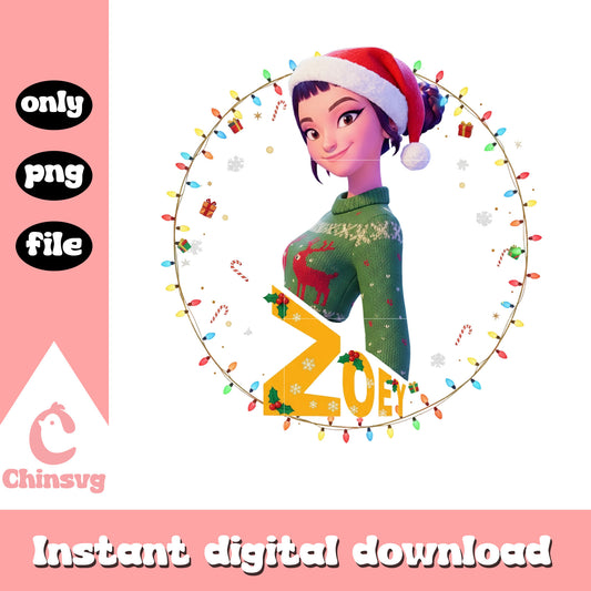 Zoey character christmas lights png, kpop demon hunters zoey png