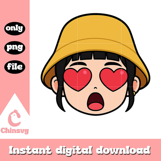Zoey character love emoji design png, kpop lover png, anime film png